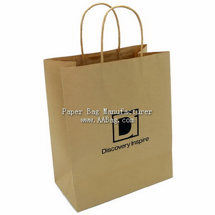 Custom Kraft Paper Brown Eco Shopping Bag with paper twisted handle