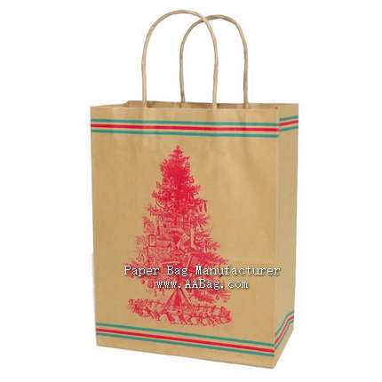 Brown Kraft Paper Shopping Bag for Christmas