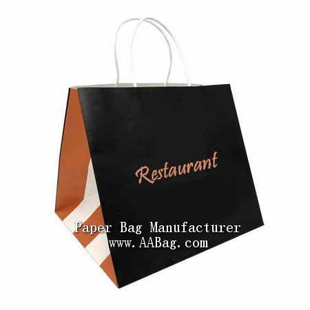 Custom Printed White Kraft Bag Take Out Bag with logo for restaurants