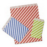Custom Striped White Kraft Paper Merchandise Bags