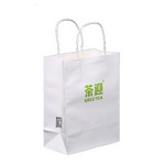 White Kraft Paper Shopping Bag with one color logo