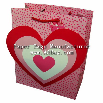 Custom Paper Gift Bag with 3D Heart Design