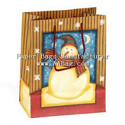 New Year Gift Bag with Snowman artwork