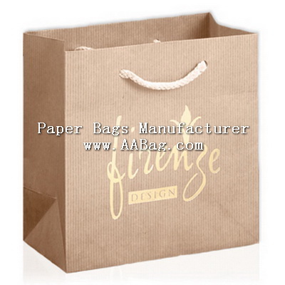 Custom natural kraft Paper Bag with hot Stamped Logo